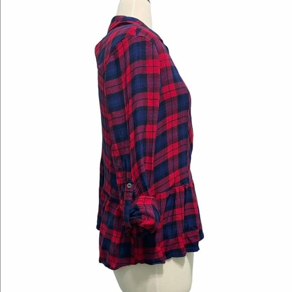 Signature Studio Plaid Button Down Shirt Red Large - Picture 3 of 9